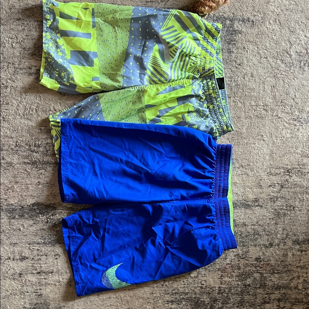 Nike Kids Swim Trunks - Blue and Lime Green